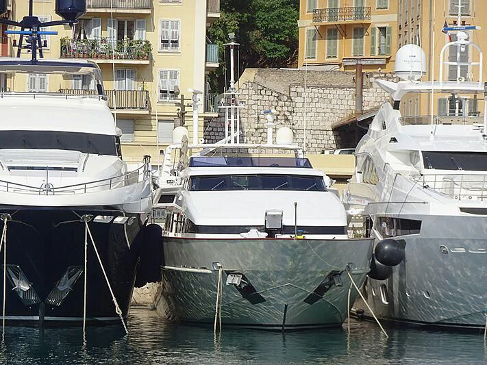 boats docked in a harbor aboard HEMILEA Yacht for Charter