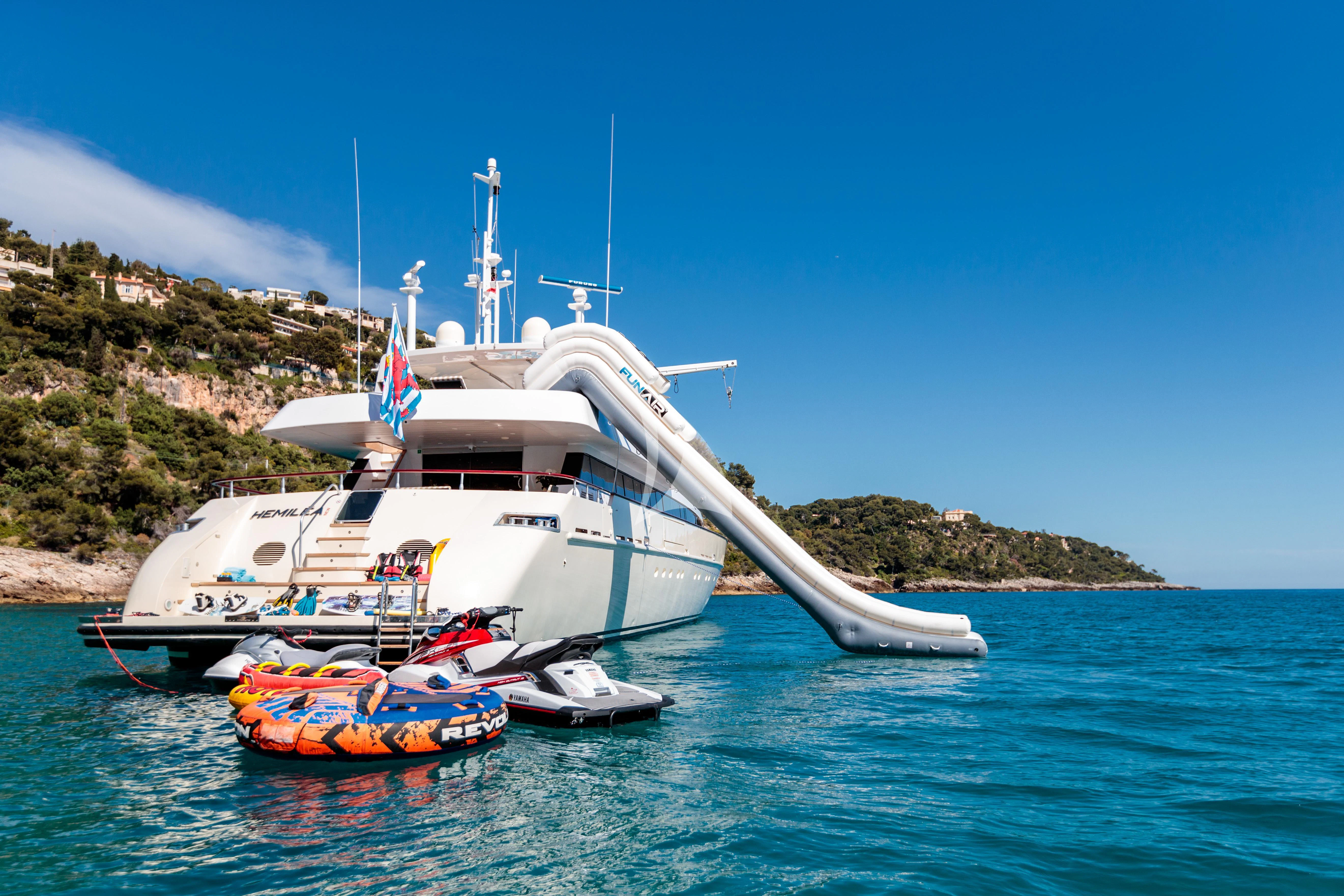 a boat on the water aboard HEMILEA Yacht for Charter