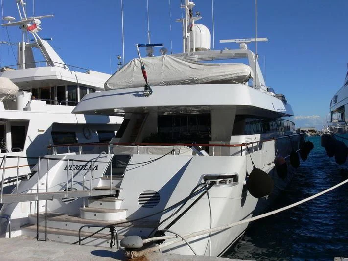 a large white boat aboard HEMILEA Yacht for Charter