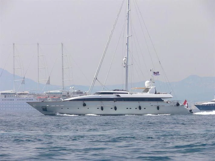a white boat in the water aboard HEMILEA Yacht for Charter