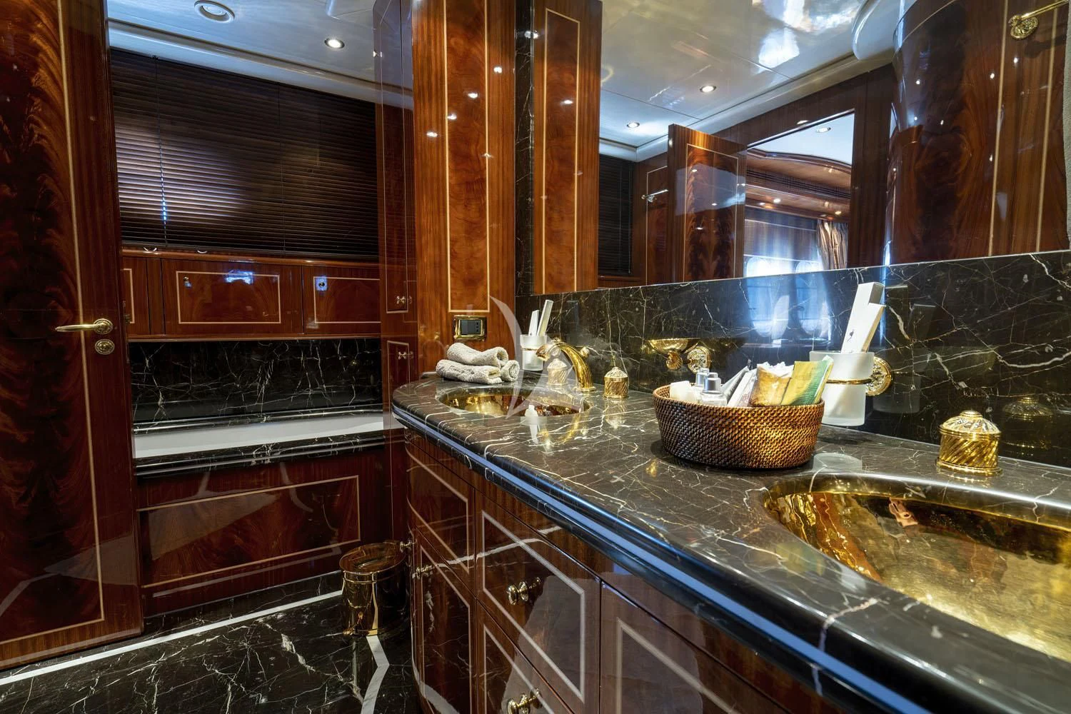 a kitchen with a sink and cabinets aboard ABILITY Yacht for Sale