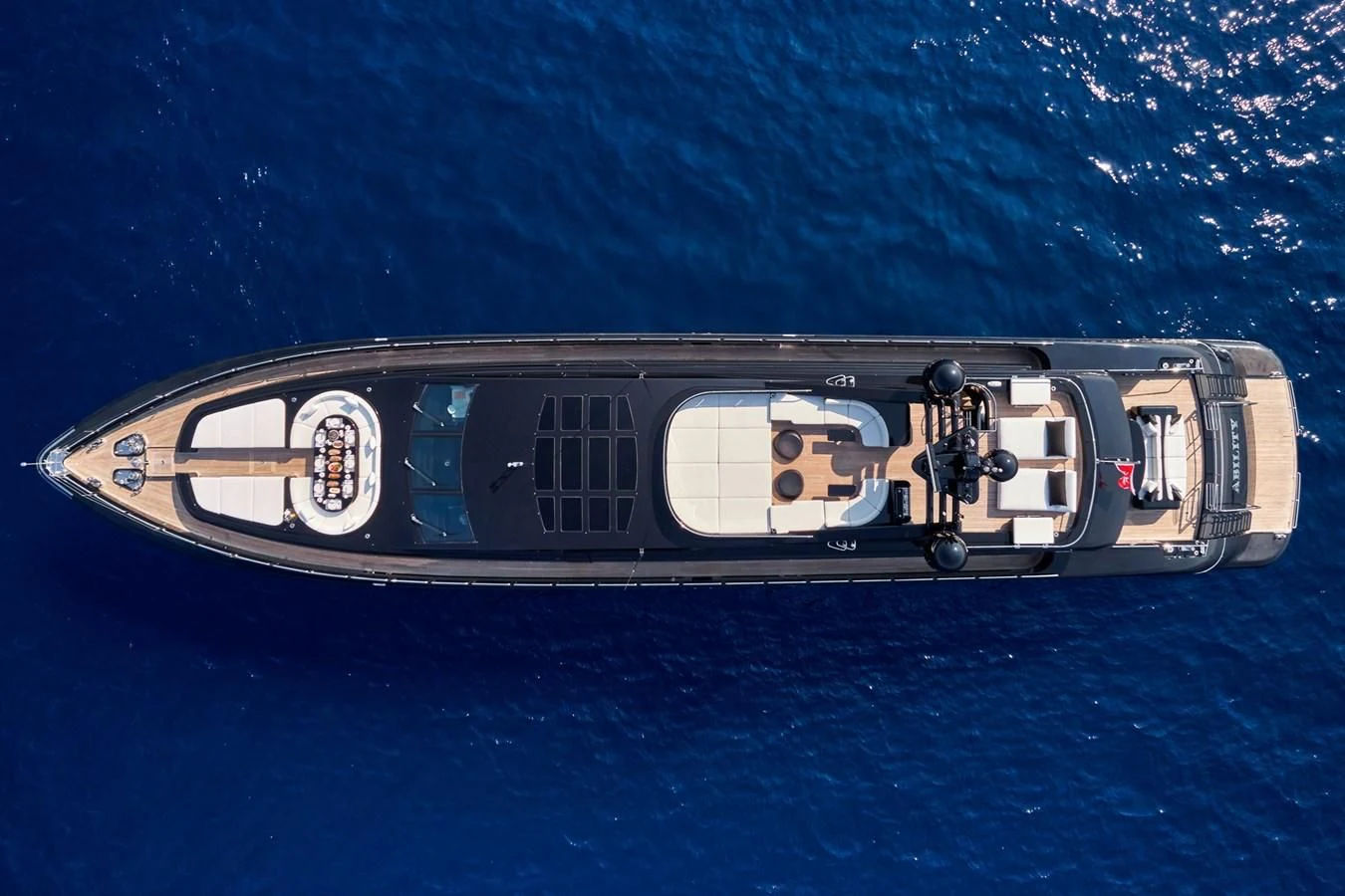 a space ship in the water aboard ABILITY Yacht for Sale