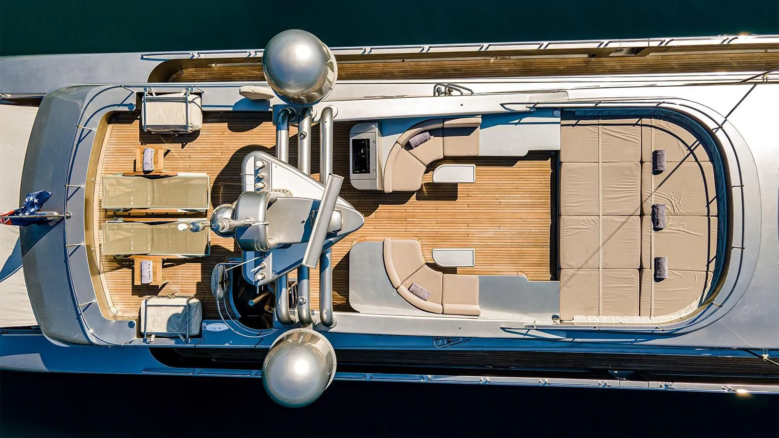 a blue and silver car aboard ABILITY Yacht for Sale