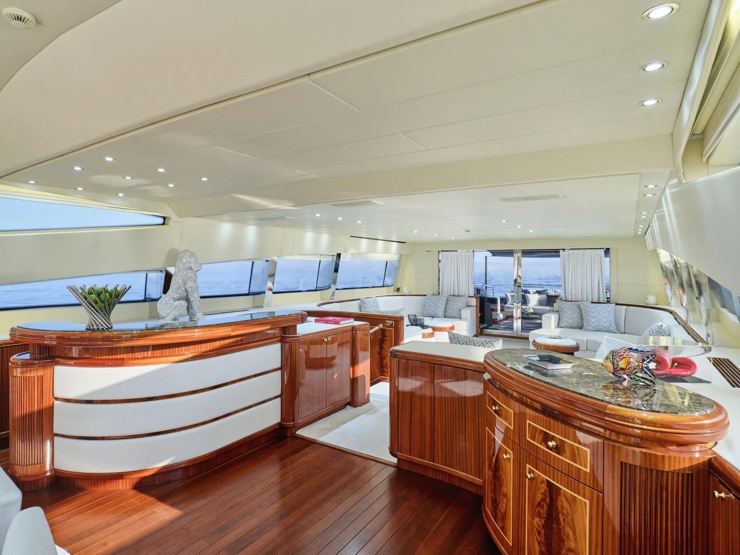 a kitchen with a large island aboard ABILITY Yacht for Sale