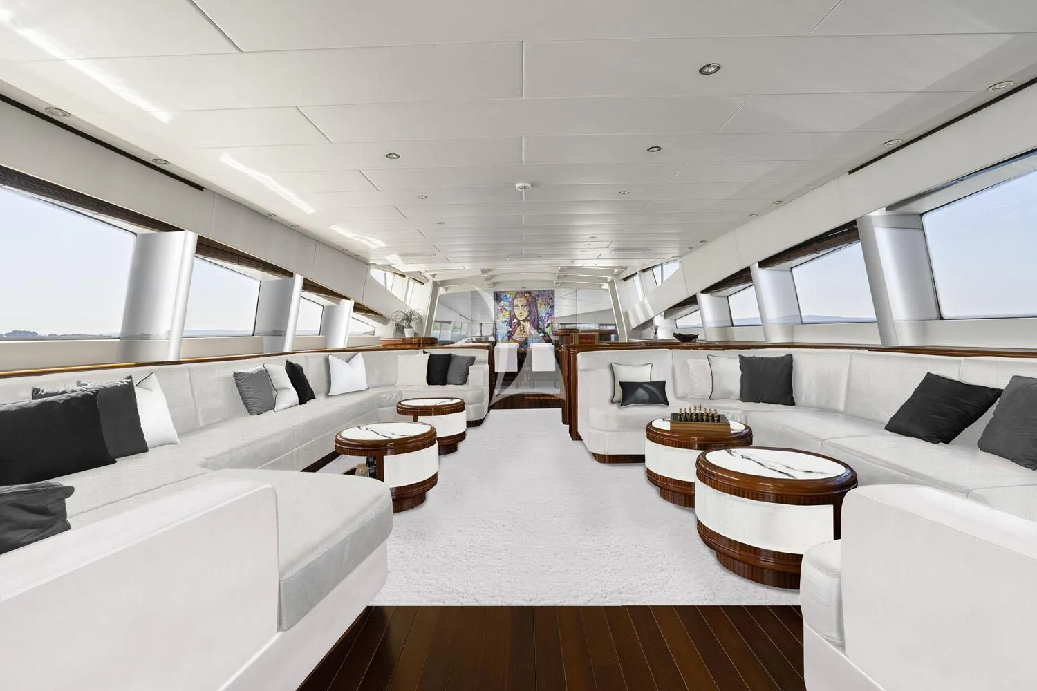 a room with a couch and a table aboard ABILITY Yacht for Sale
