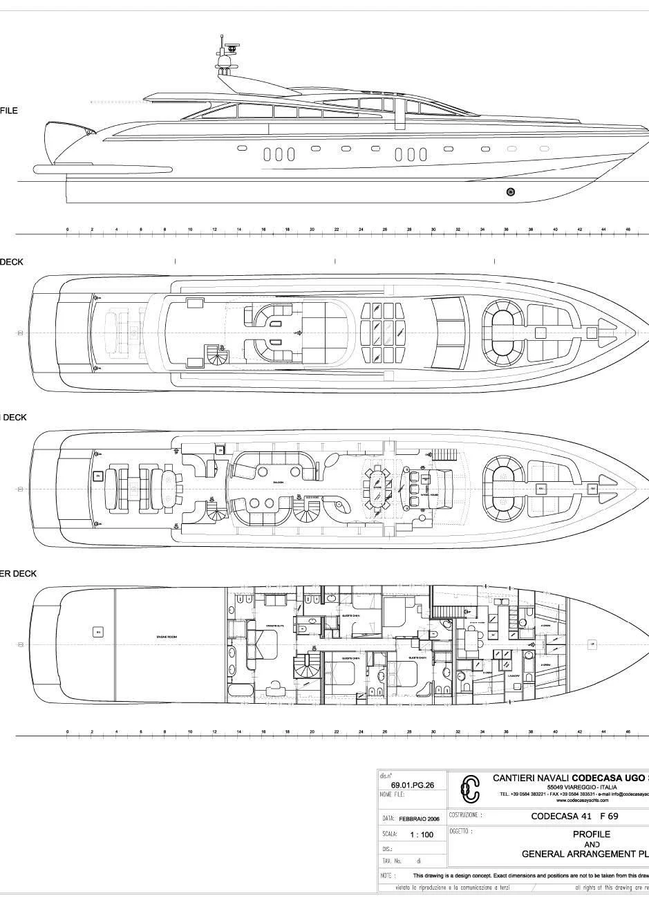 diagram, engineering drawing aboard ABILITY Yacht for Sale