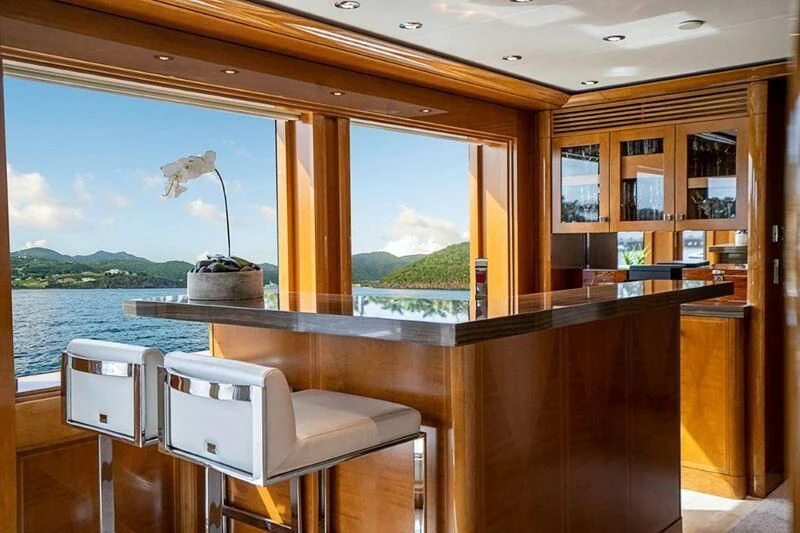 a room with a view of the water and the land aboard SEANASH Yacht for Sale