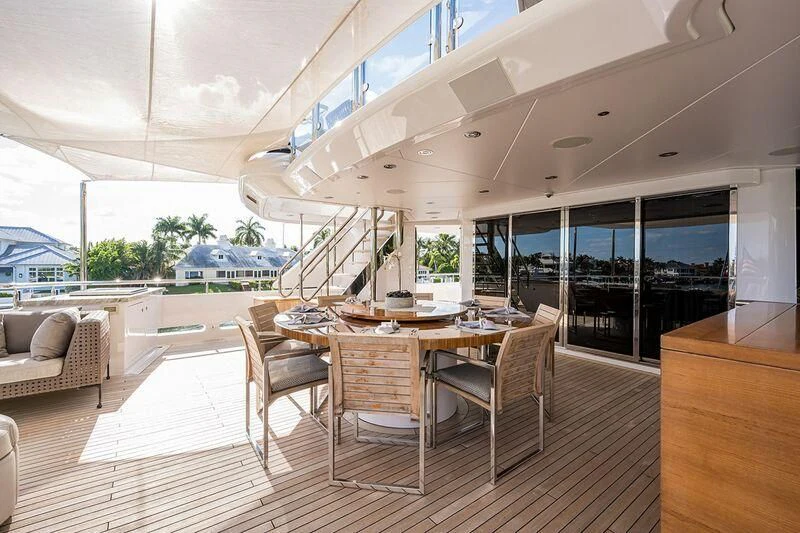 a room with a table chairs and a large window aboard SEANASH Yacht for Sale