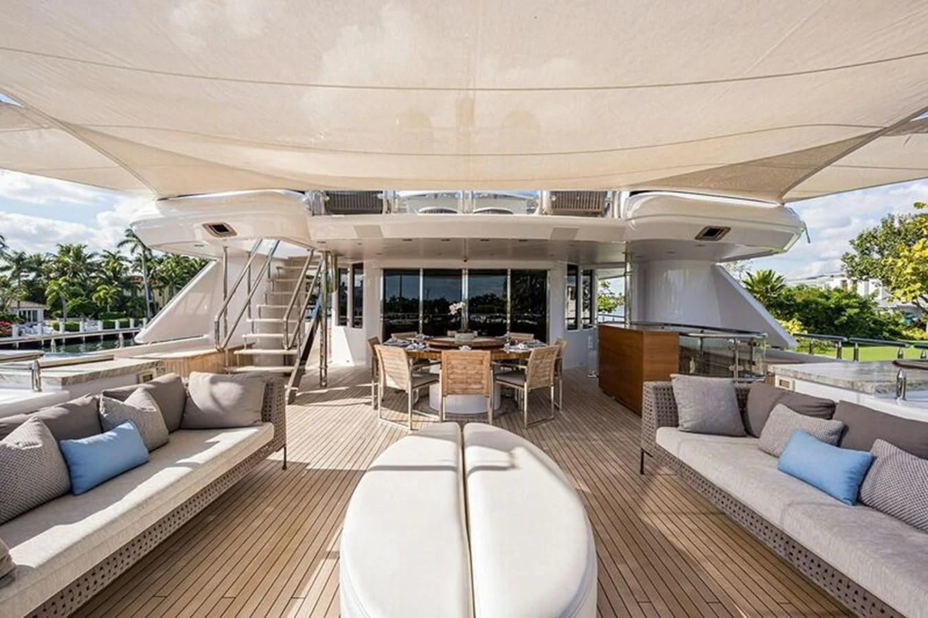 a large living room with a large balcony aboard SEANASH Yacht for Sale