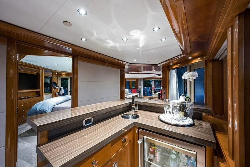 a bathroom with a large mirror aboard SEANASH Yacht for Sale