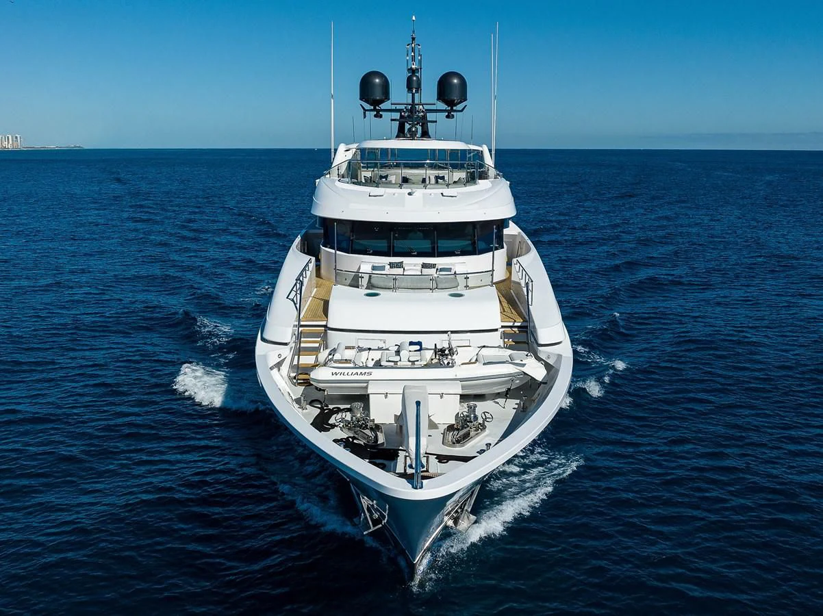 a white boat in the water aboard SEANASH Yacht for Sale