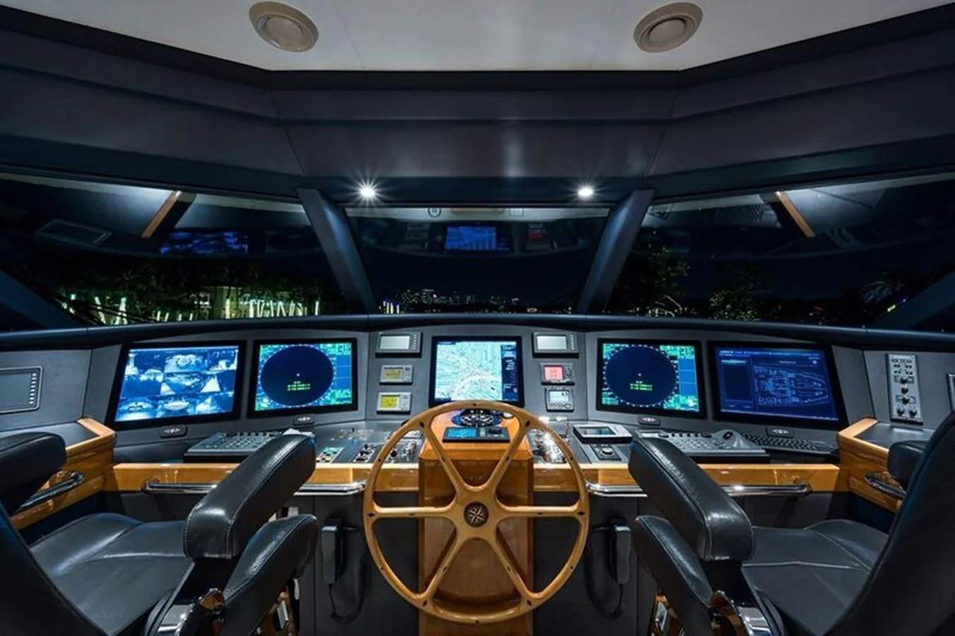 inside of a vehicle with monitors and screens aboard SEANASH Yacht for Sale
