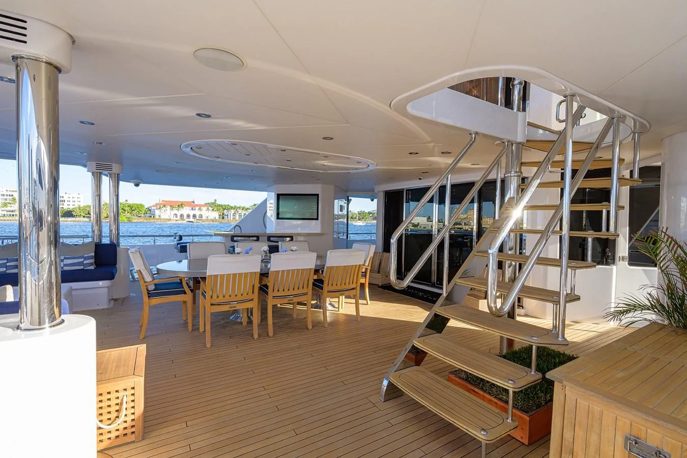 a room with a staircase and a window aboard SEANASH Yacht for Sale
