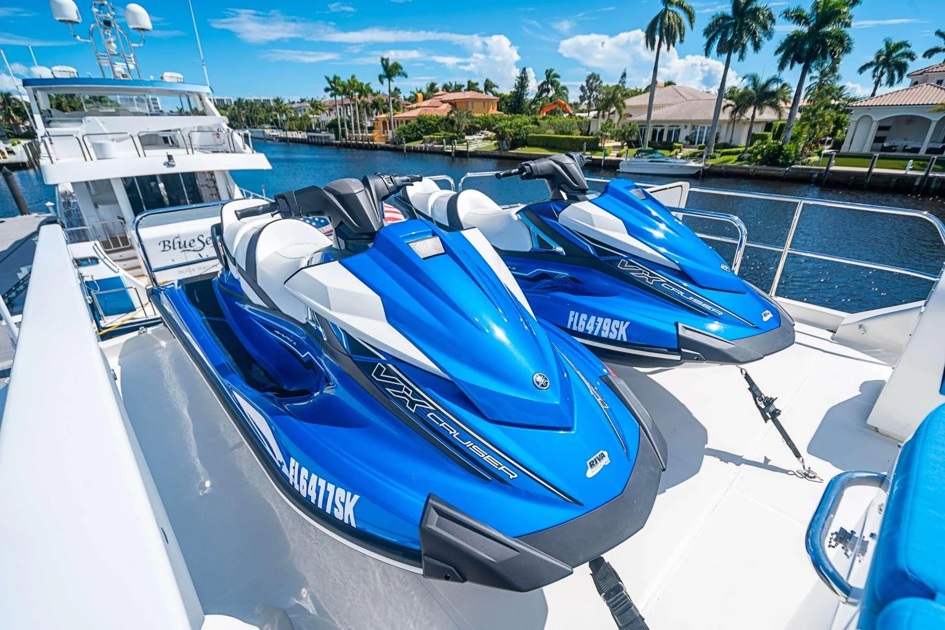 a group of boats on a dock aboard BOOGIE BABE IV Yacht for Sale