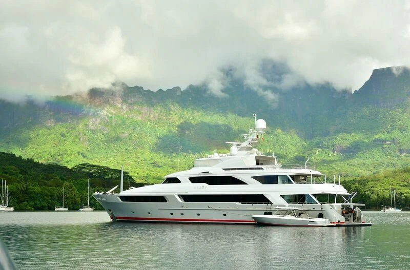 a boat on the water aboard CHIRON Yacht for Sale