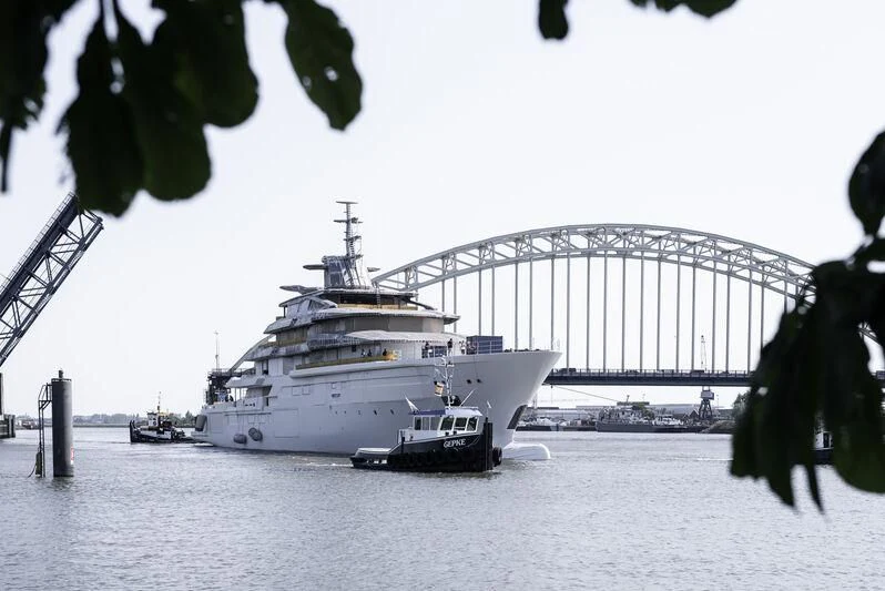 a large ship in the water aboard LEVIATHAN Yacht for Sale