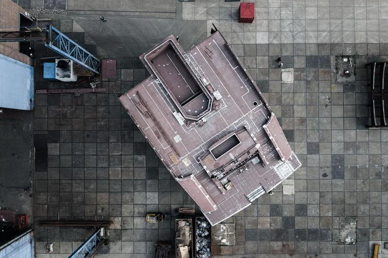 a building with a large metal structure aboard LEVIATHAN Yacht for Sale