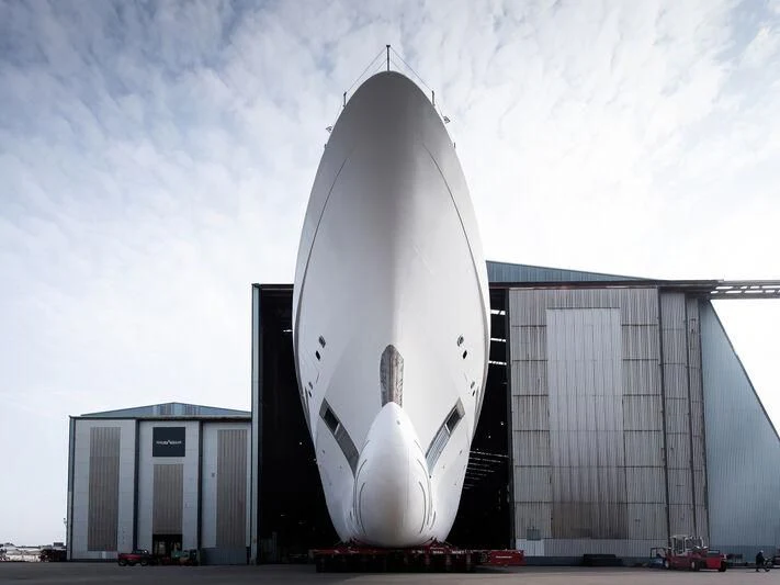 a space shuttle in front of a building aboard LEVIATHAN Yacht for Sale