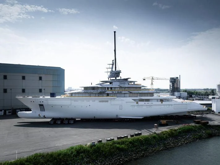 a large white ship aboard LEVIATHAN Yacht for Sale