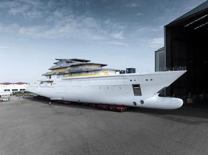 a large white ship aboard LEVIATHAN Yacht for Sale