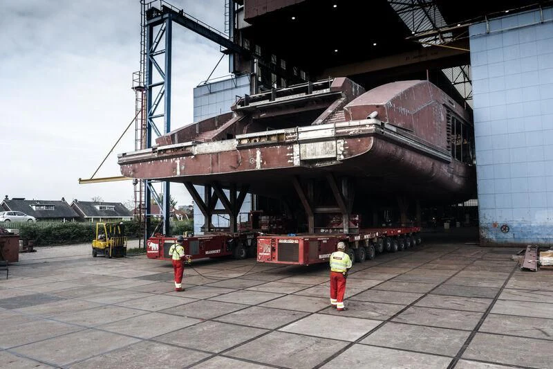 a large building under construction aboard LEVIATHAN Yacht for Sale
