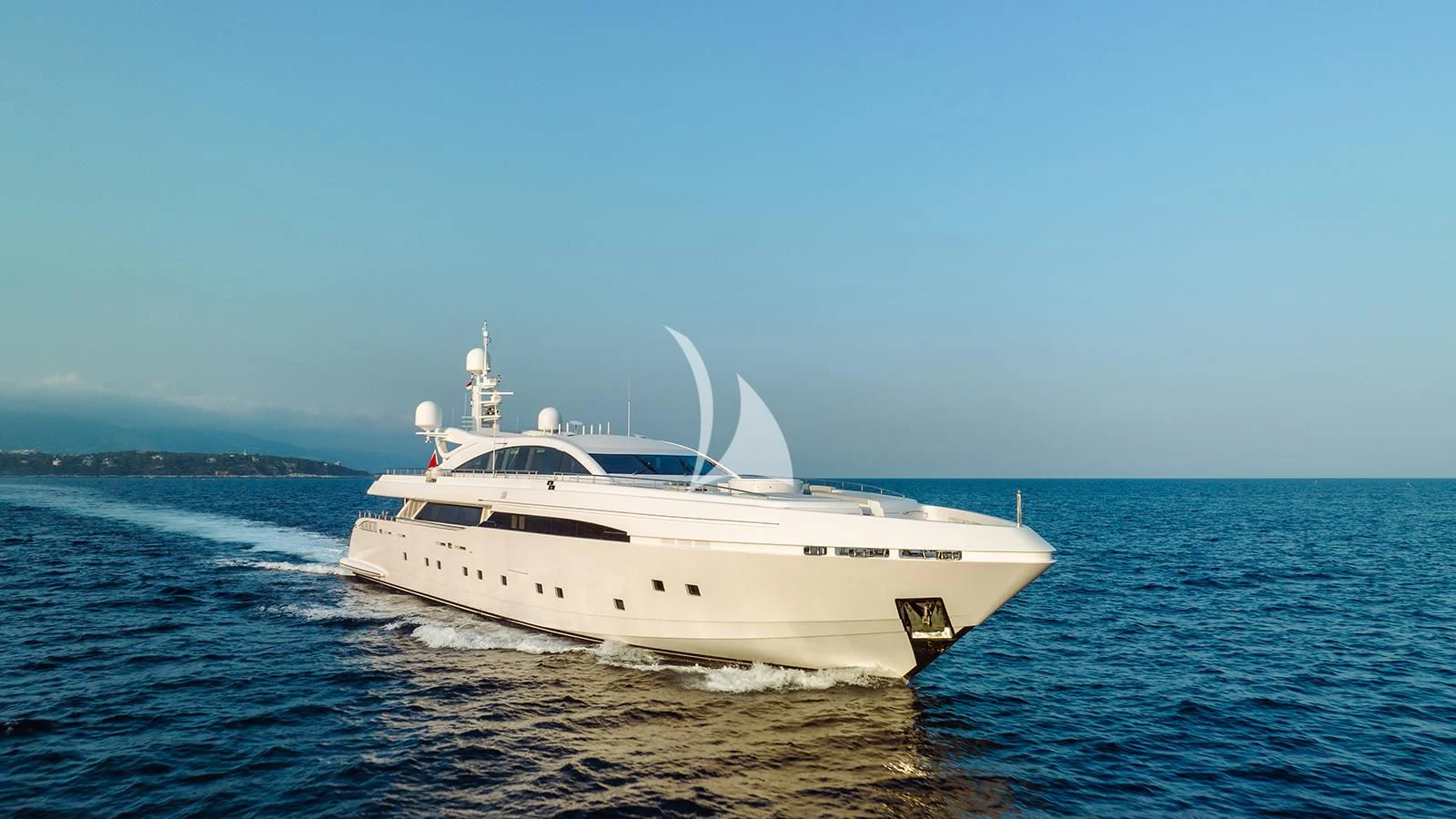 a white yacht on the water aboard BON VIVANT Yacht for Sale