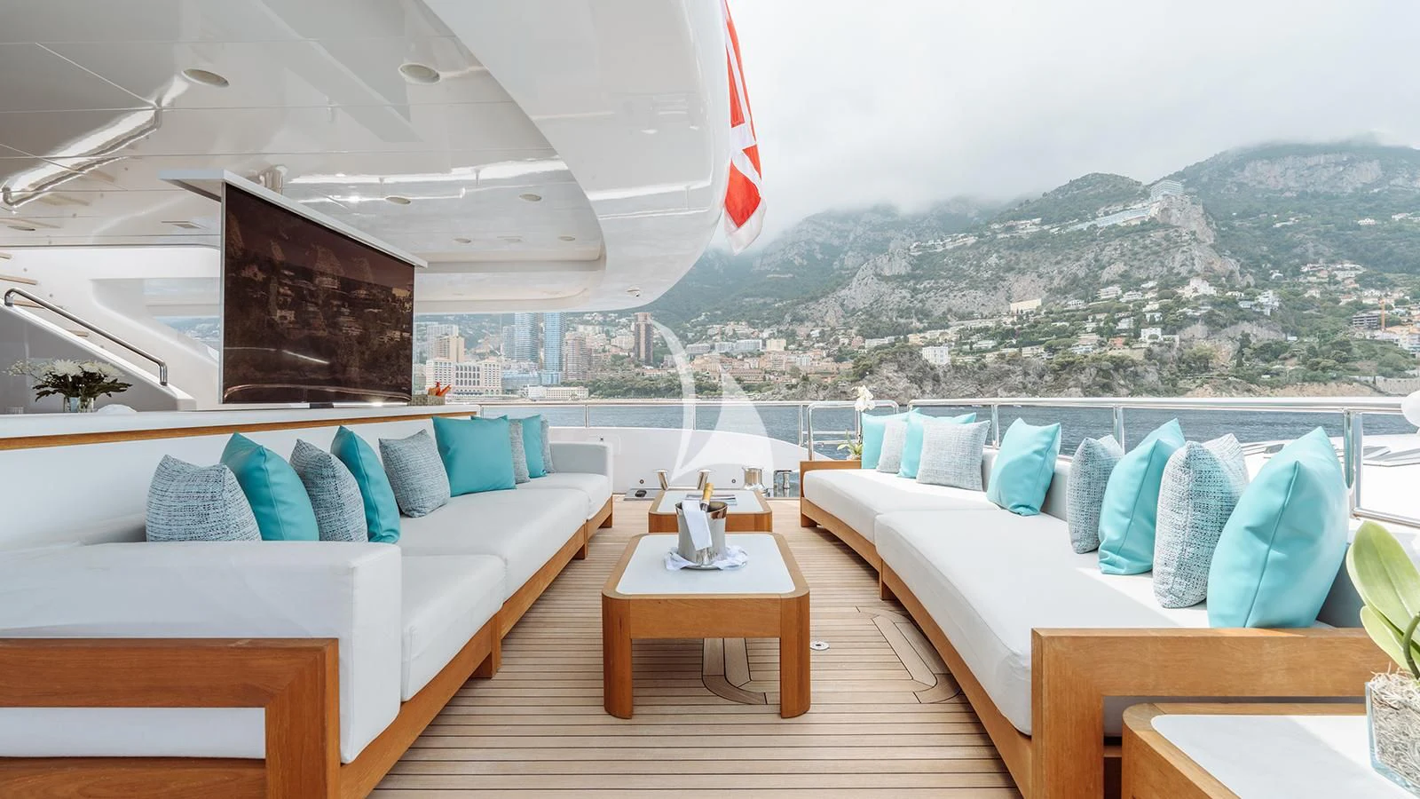 a room with a bed and a table aboard BON VIVANT Yacht for Sale