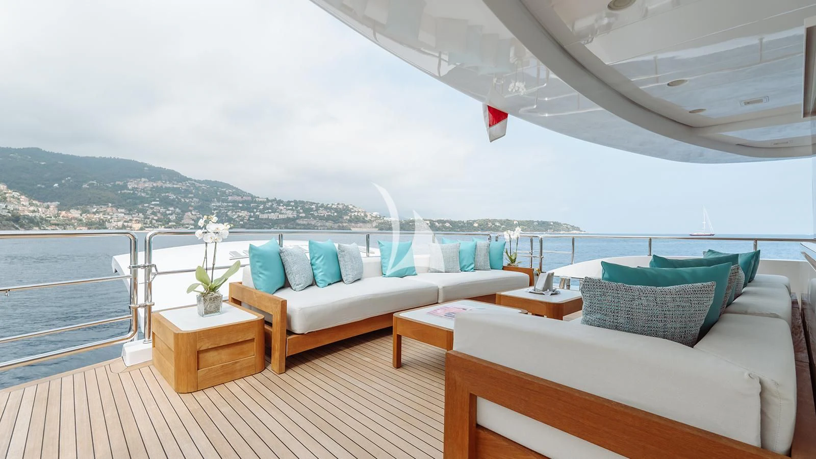 a room with a bed and a table aboard BON VIVANT Yacht for Sale
