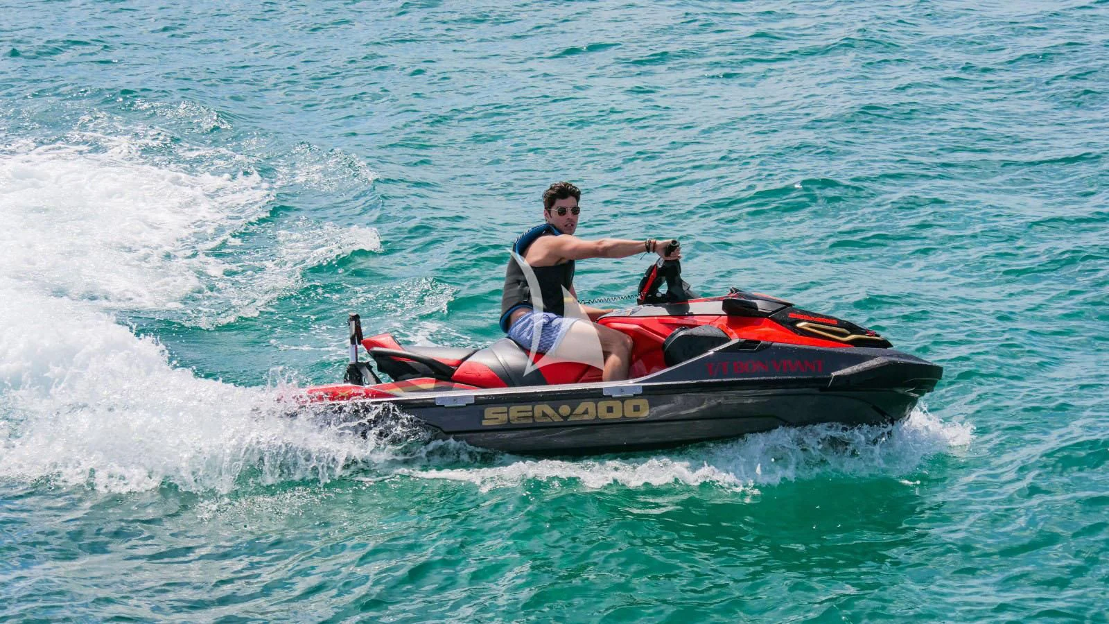 a man in a boat aboard BON VIVANT Yacht for Sale
