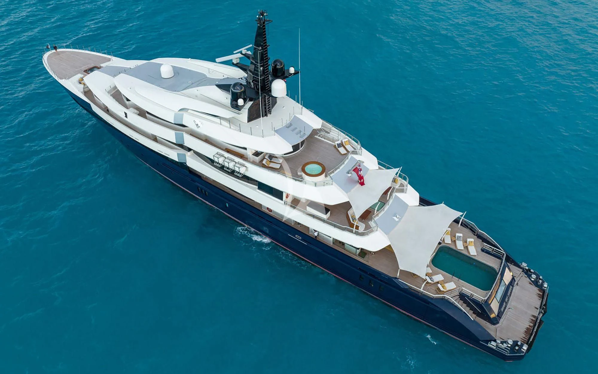 a ship in the water aboard MAN OF STEEL Yacht for Charter