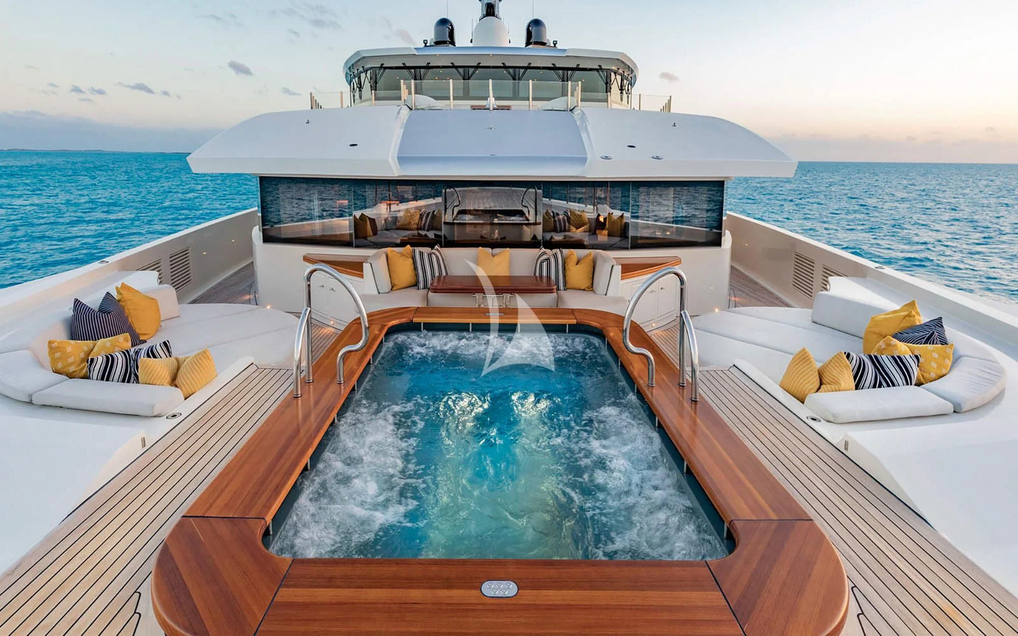 a boat on the water aboard MAN OF STEEL Yacht for Charter
