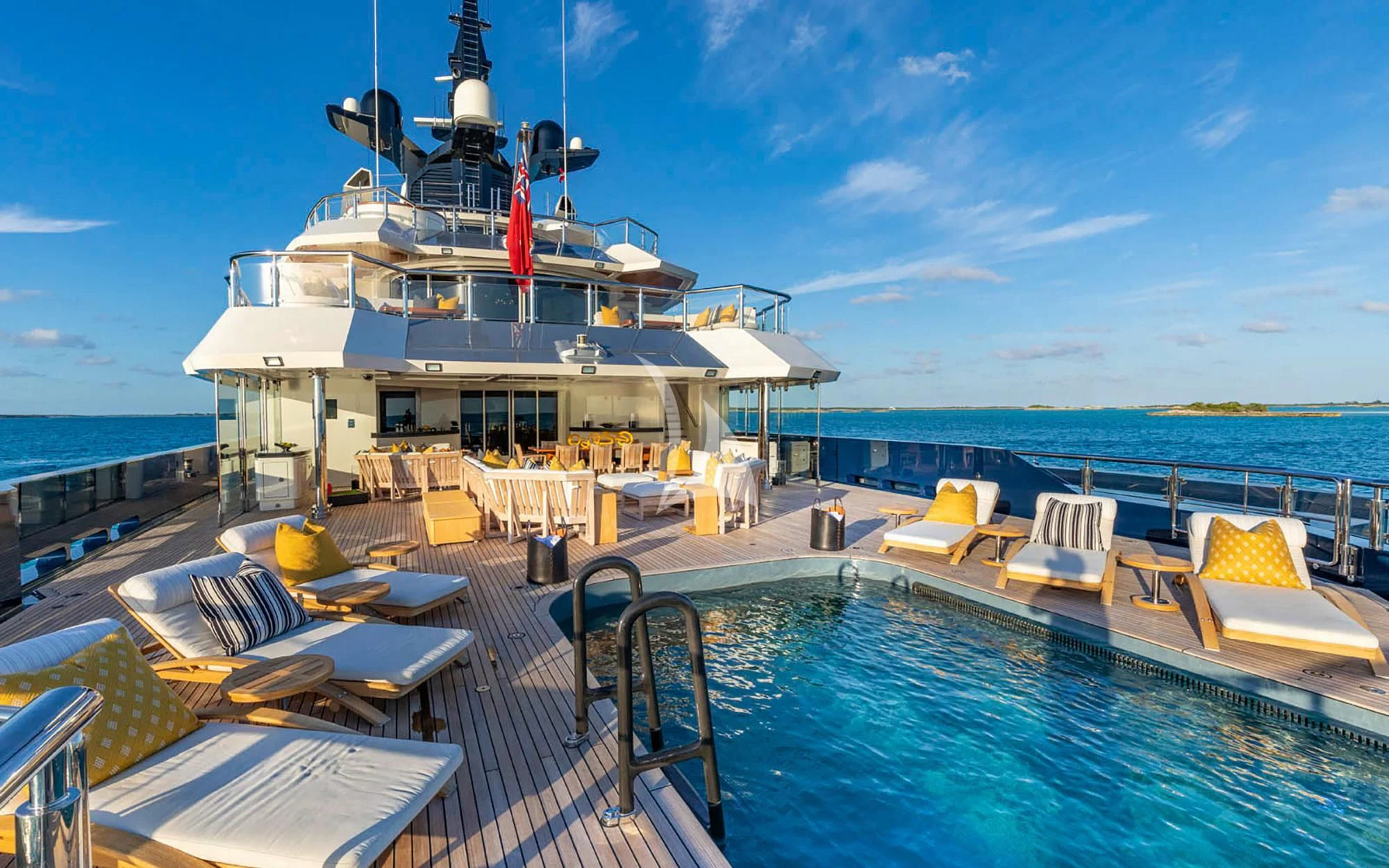a boat on the water aboard MAN OF STEEL Yacht for Charter
