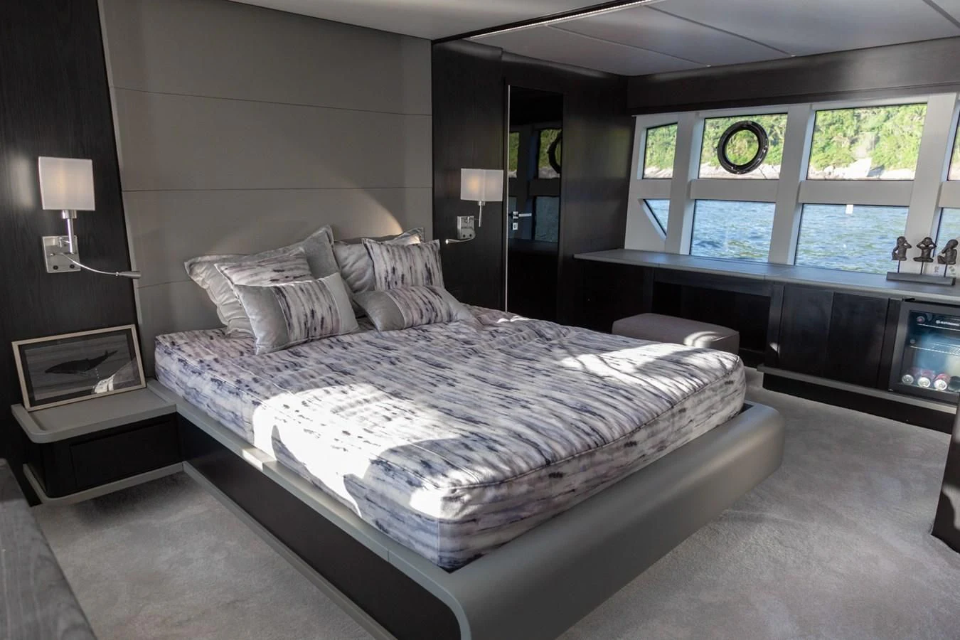 a large bed in a room aboard OKEAN 80/01 Yacht for Sale