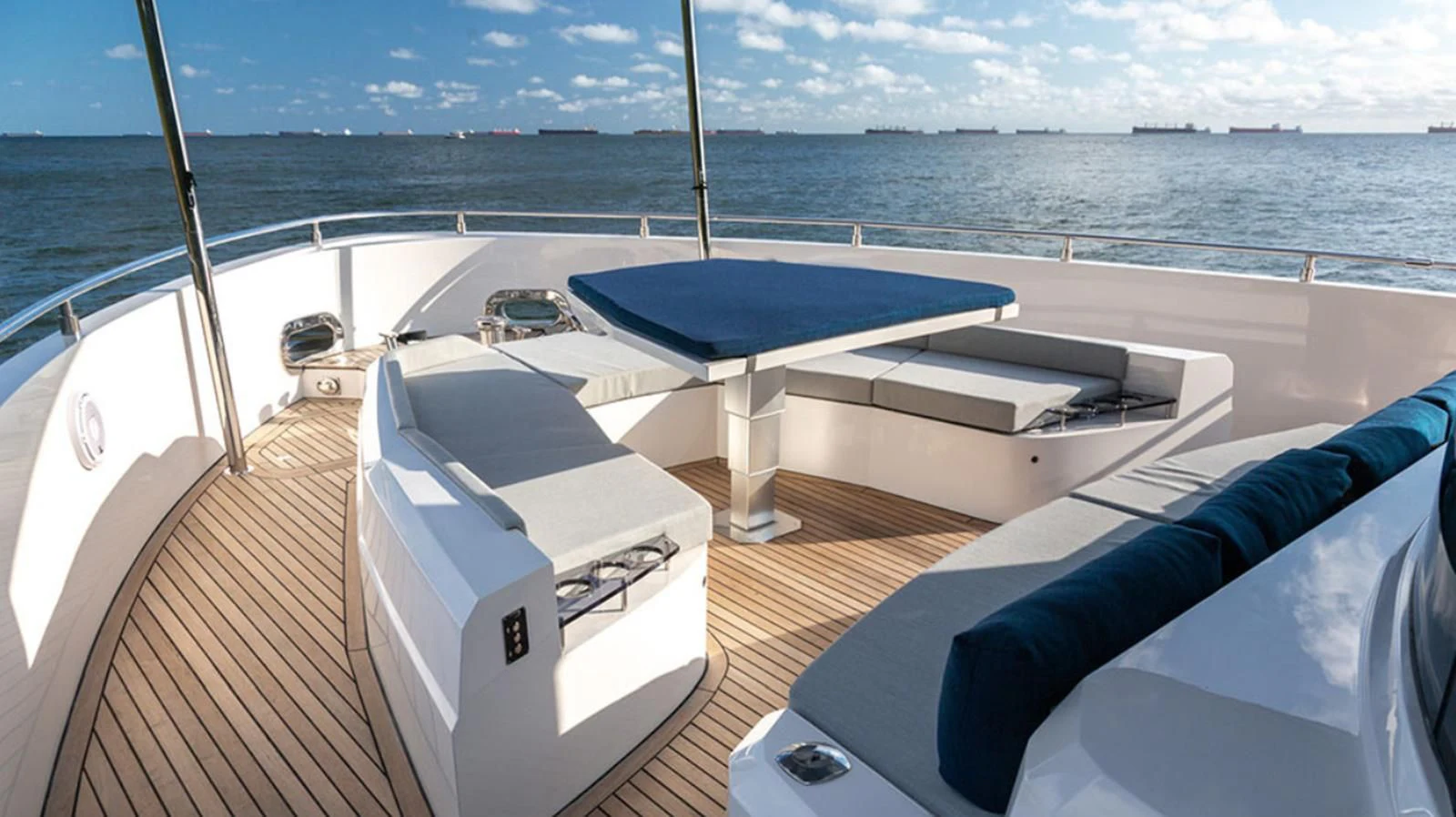 a deck with a pool and a view of the ocean aboard OKEAN 80/01 Yacht for Sale