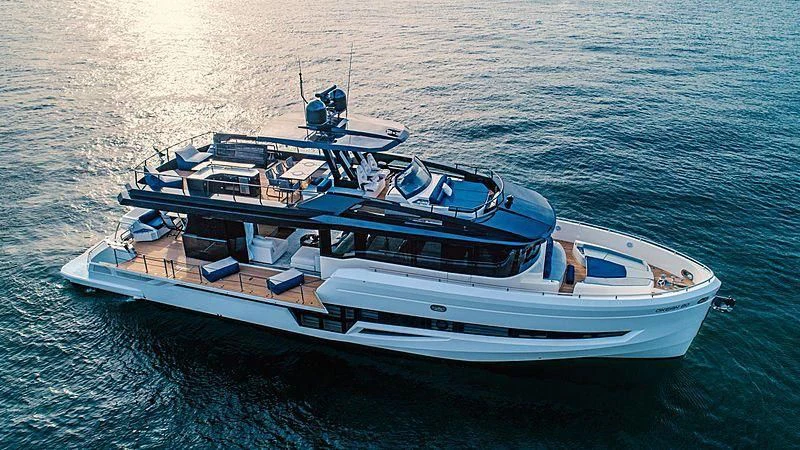 a boat in the water aboard OKEAN 80/01 Yacht for Sale
