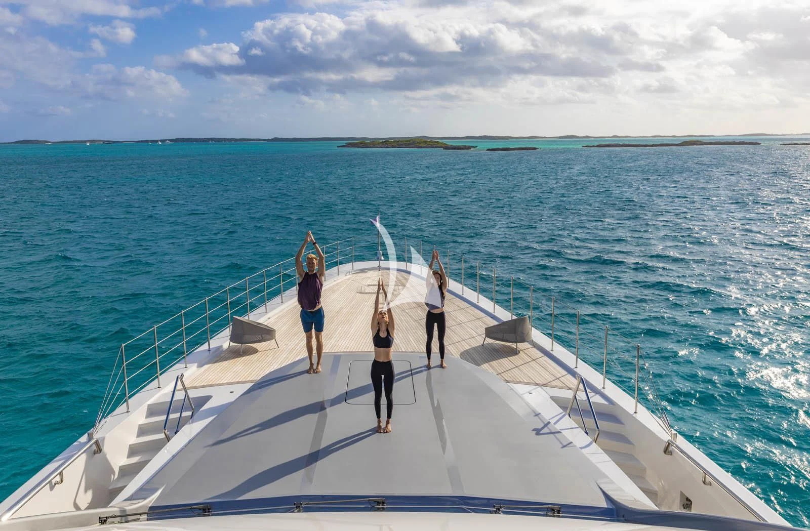 a group of people on a boat aboard HALO Yacht for Charter