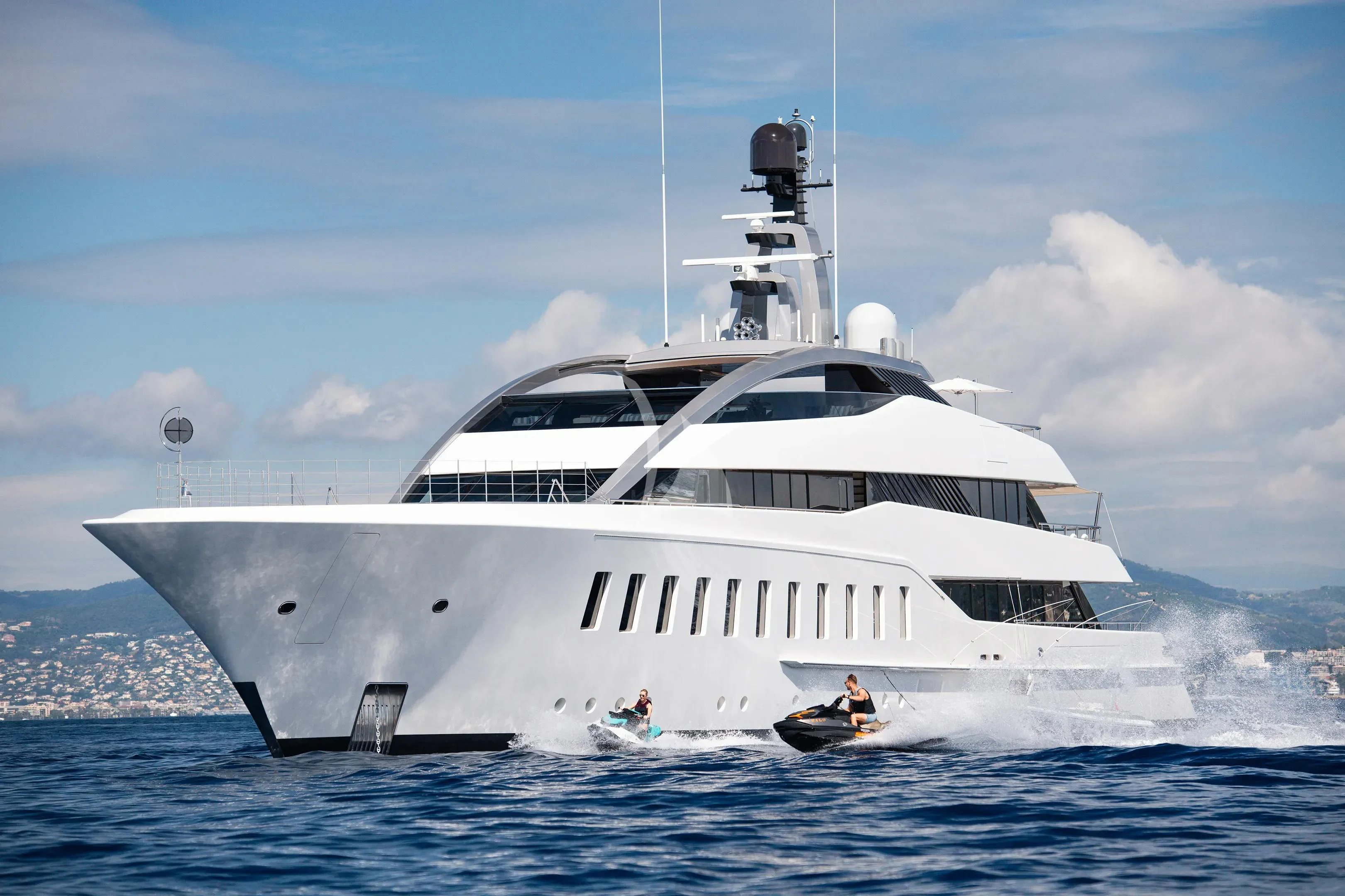 a white yacht in the water aboard HALO Yacht for Charter