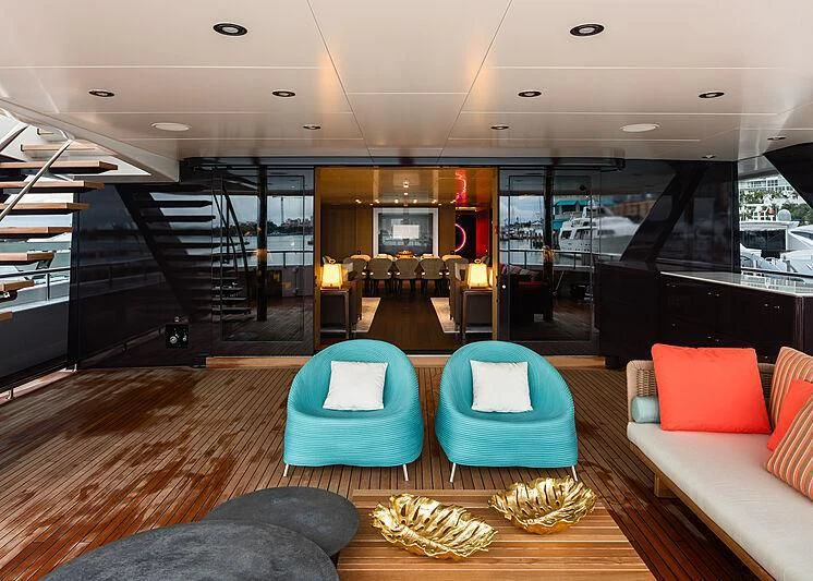 a large living room with a pool aboard HALO Yacht for Charter
