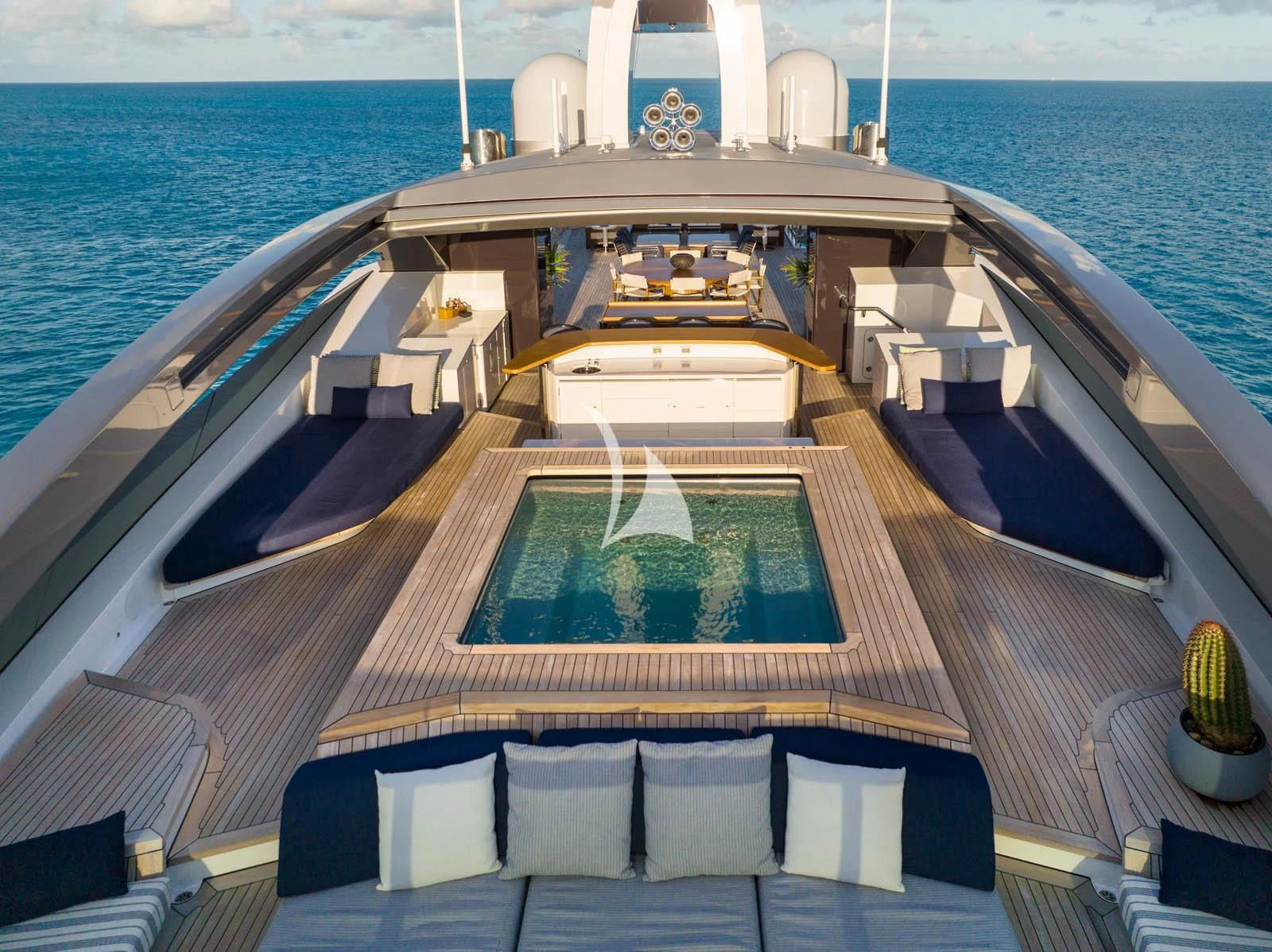 a deck on a boat aboard HALO Yacht for Charter