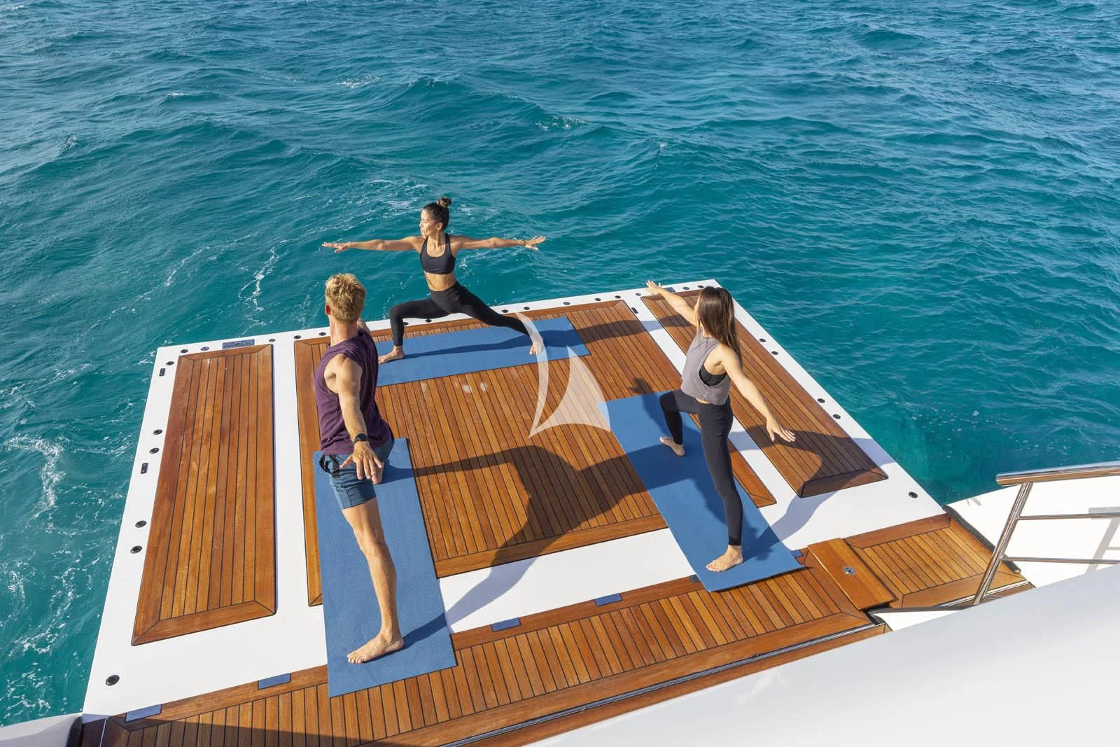 two people on a boat aboard HALO Yacht for Charter