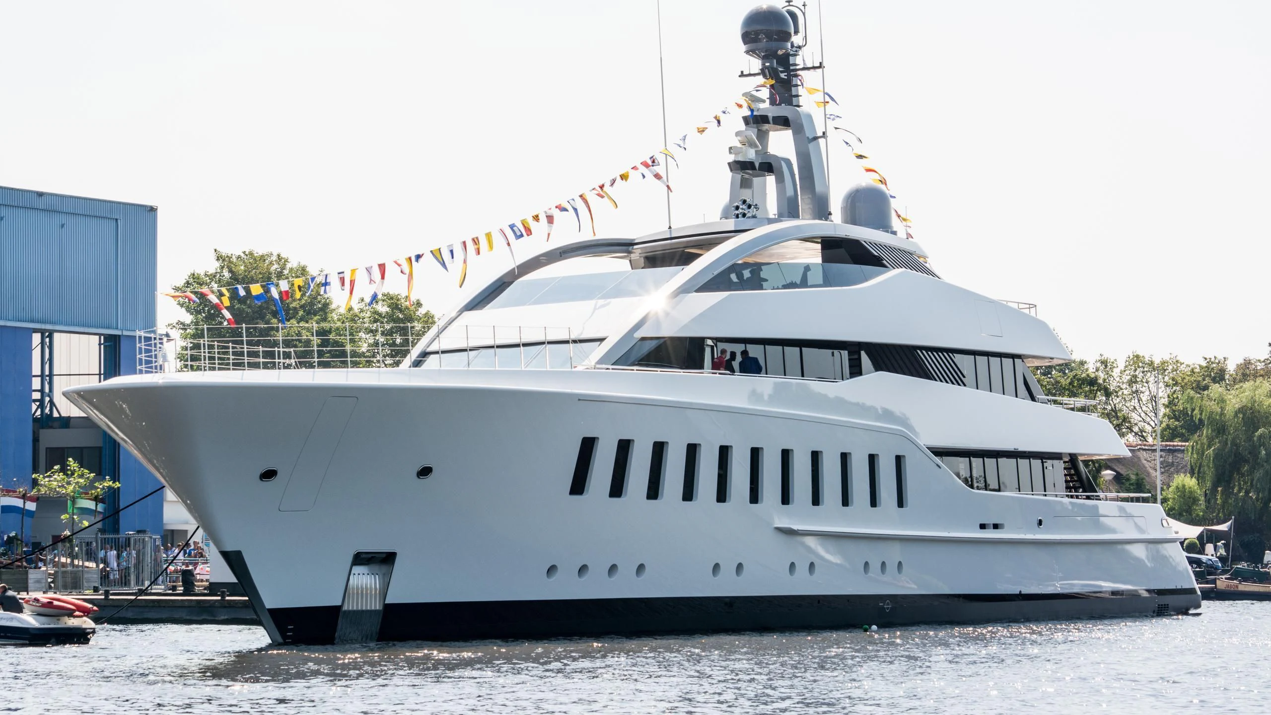 a white yacht in the water aboard HALO Yacht for Charter
