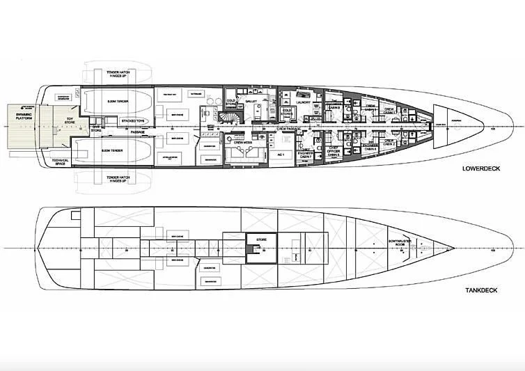 diagram, engineering drawing aboard HALO Yacht for Charter