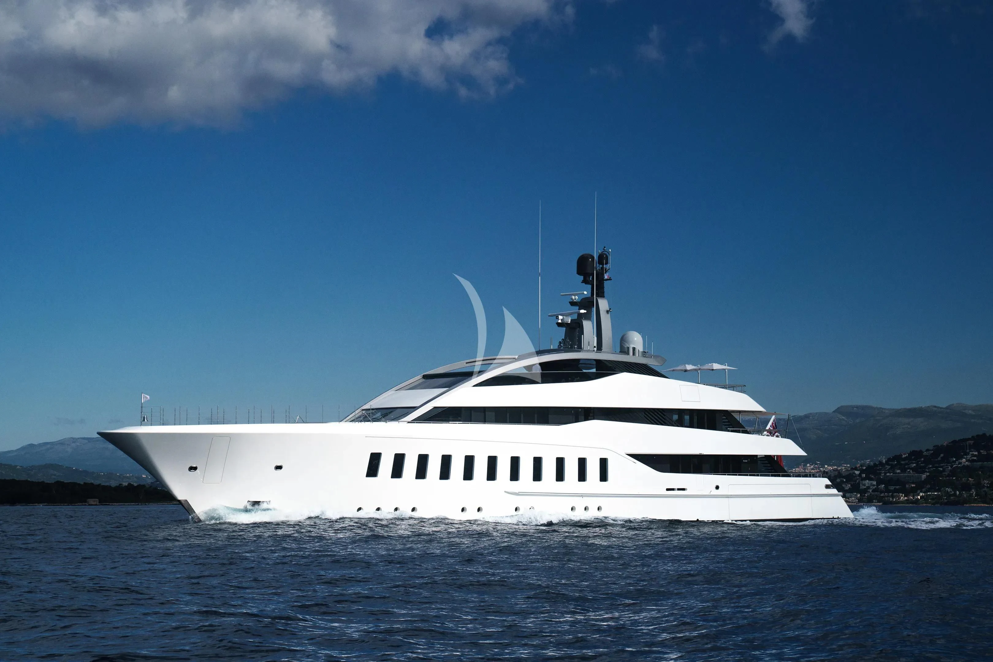 a white yacht in the water aboard HALO Yacht for Charter