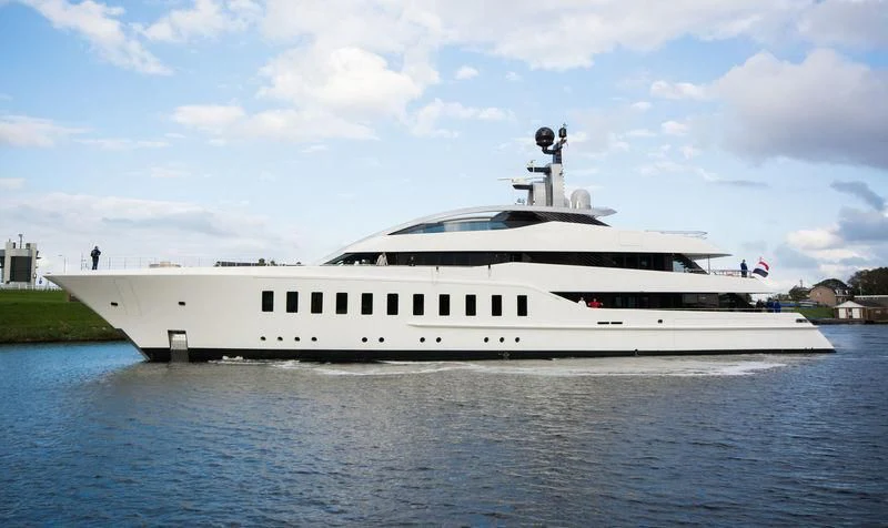 a large white yacht aboard HALO Yacht for Charter