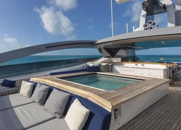 a pool on a boat aboard HALO Yacht for Charter