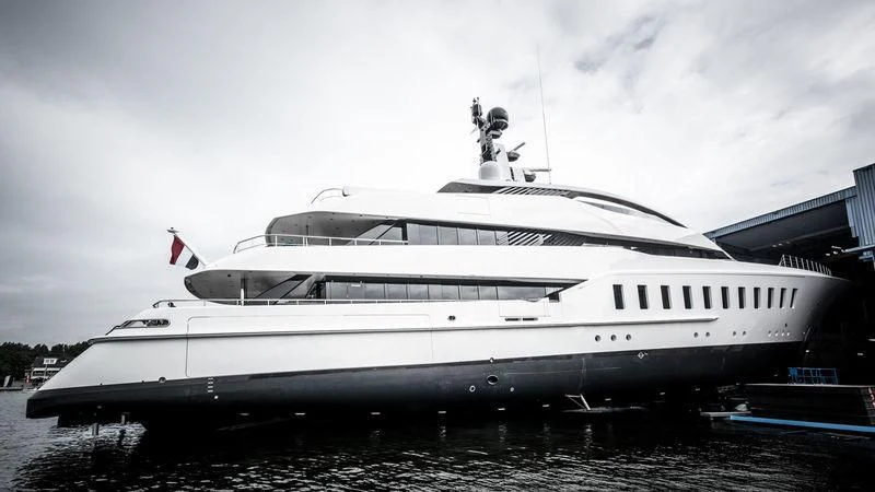 a large white yacht aboard HALO Yacht for Charter