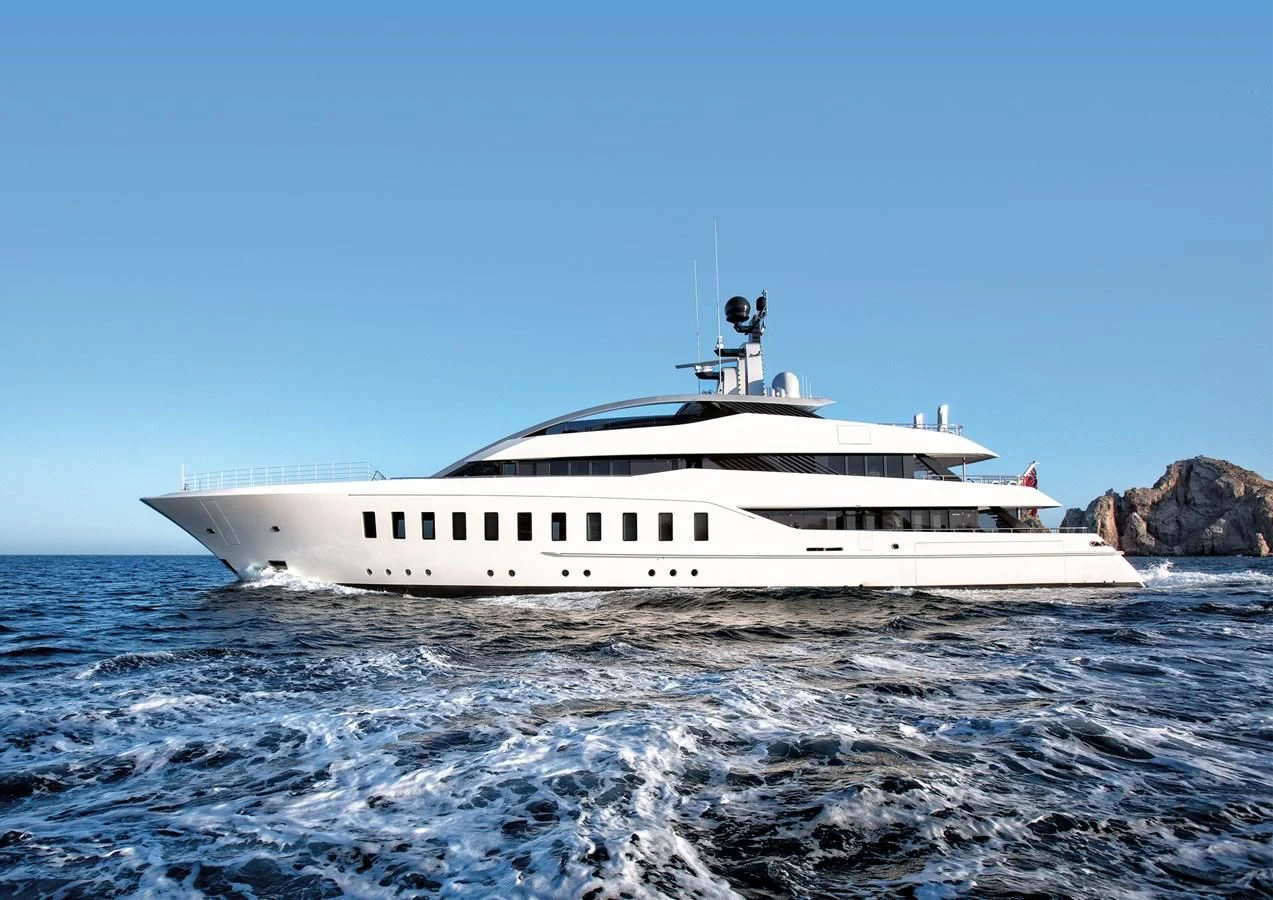 a white yacht in the water aboard HALO Yacht for Charter