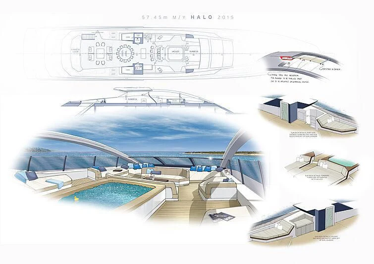 diagram, engineering drawing aboard HALO Yacht for Charter