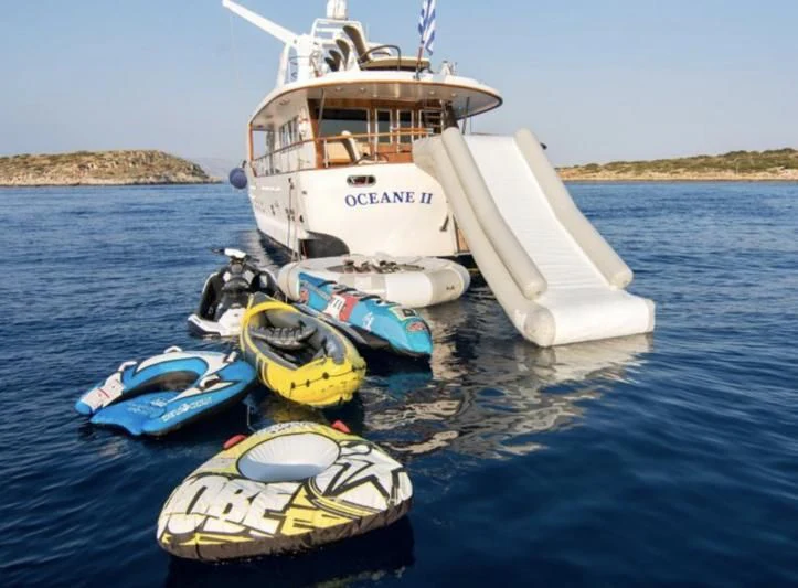 a boat on the water aboard OCEANE II Yacht for Sale