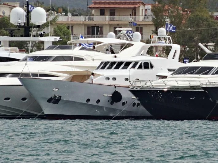 a couple of boats in a harbor aboard OCEANE II Yacht for Sale
